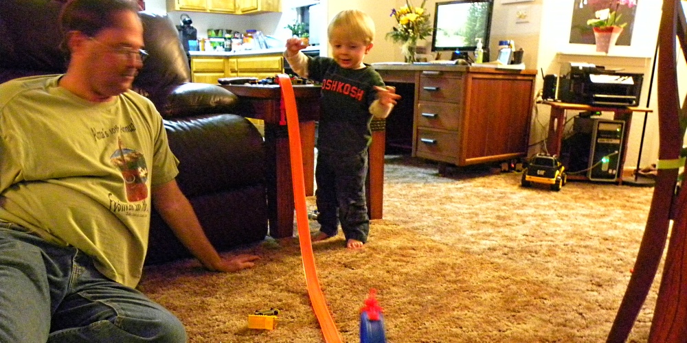 Wyatt playingwith car ramp