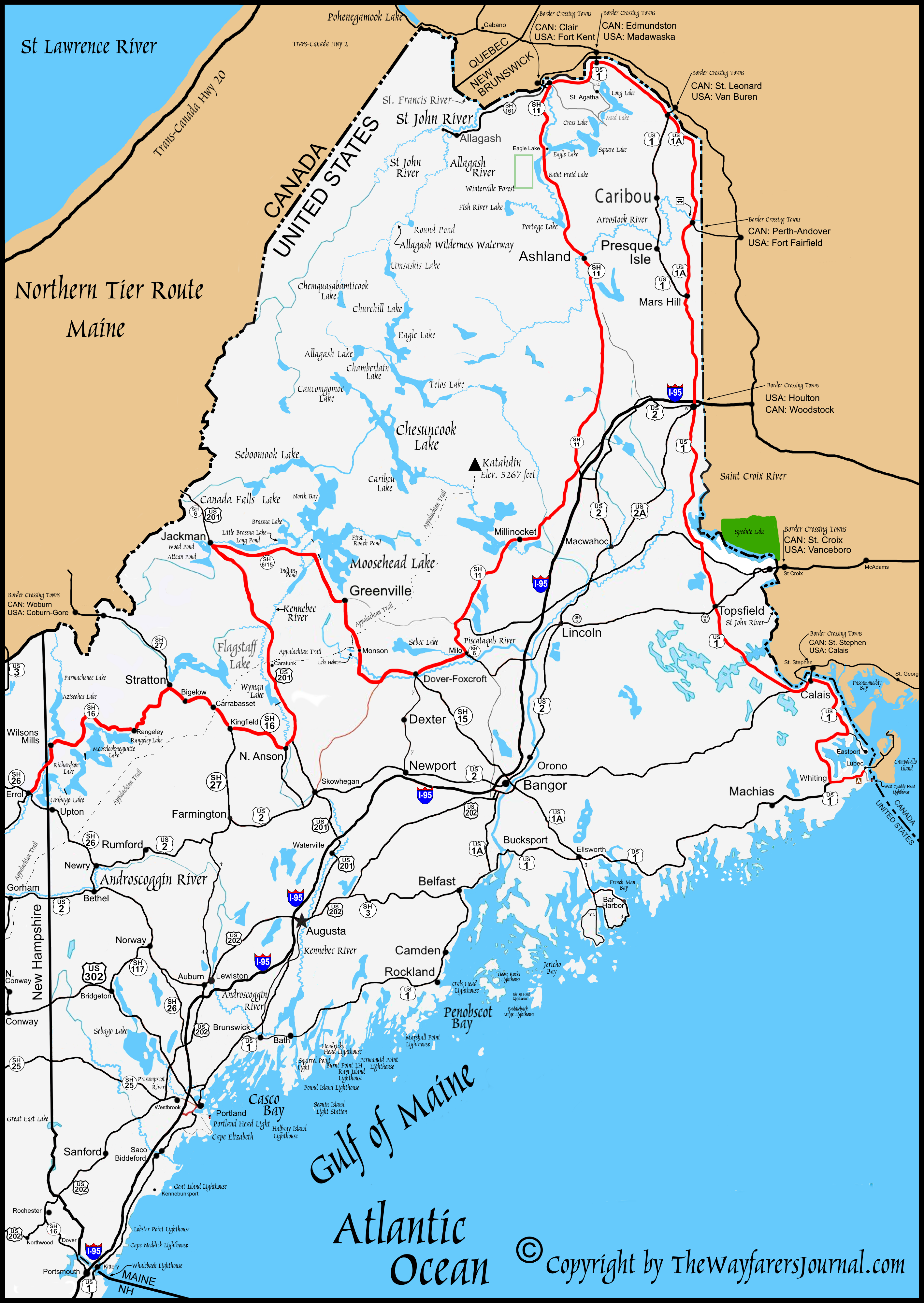 The Roadpath JourneysThe Northern Tier RouteMaine Roadpath Map