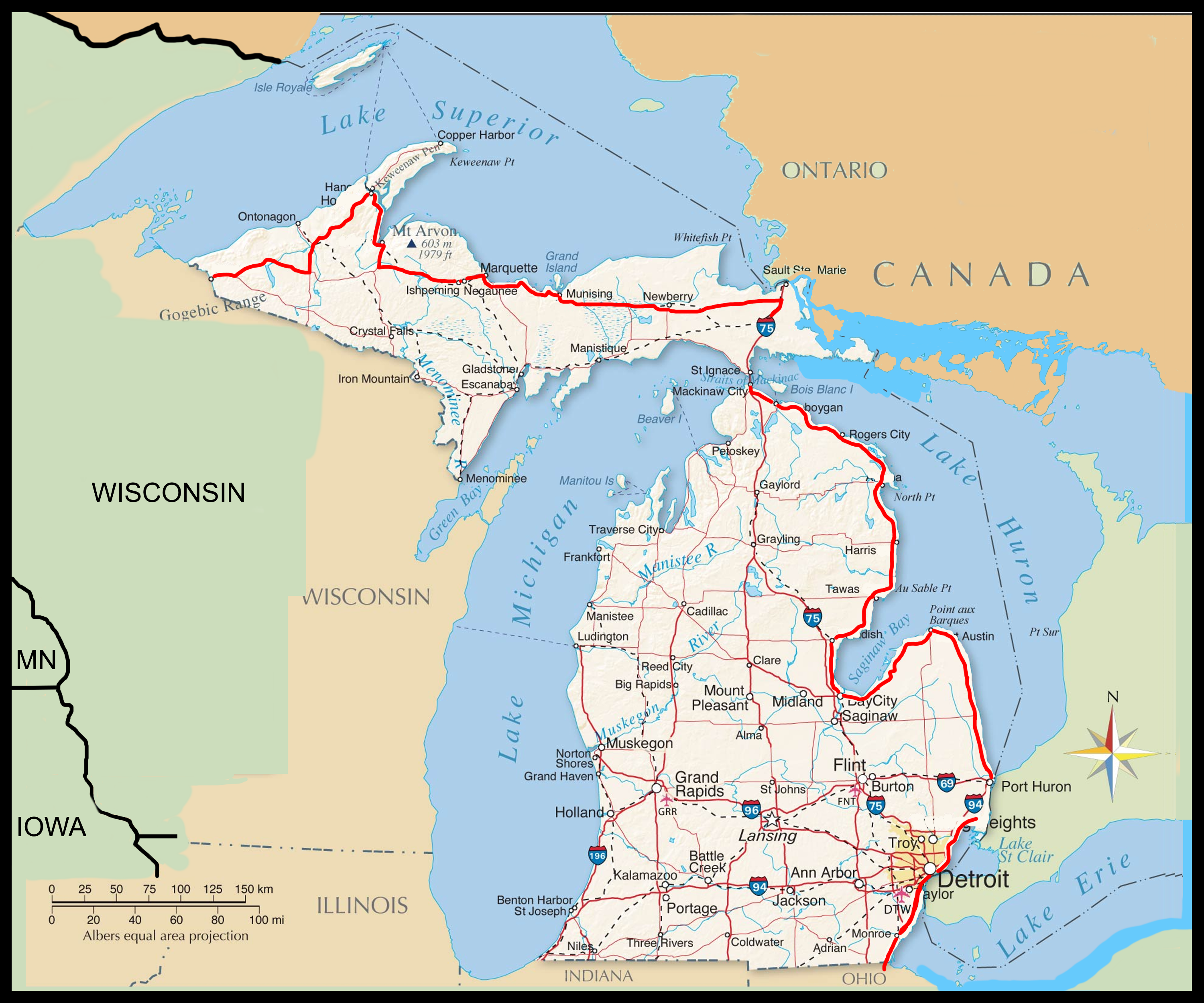The Roadpath JourneysThe Northern Tier RouteMichigan Roadpath Map