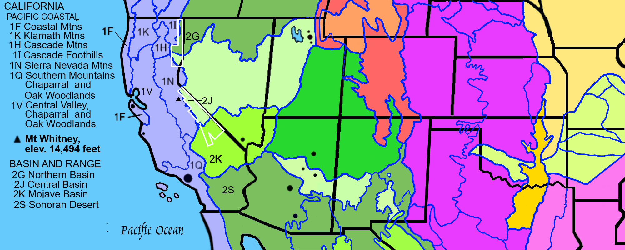 California: Great Basin DesertWalker Lane Geologic Trough