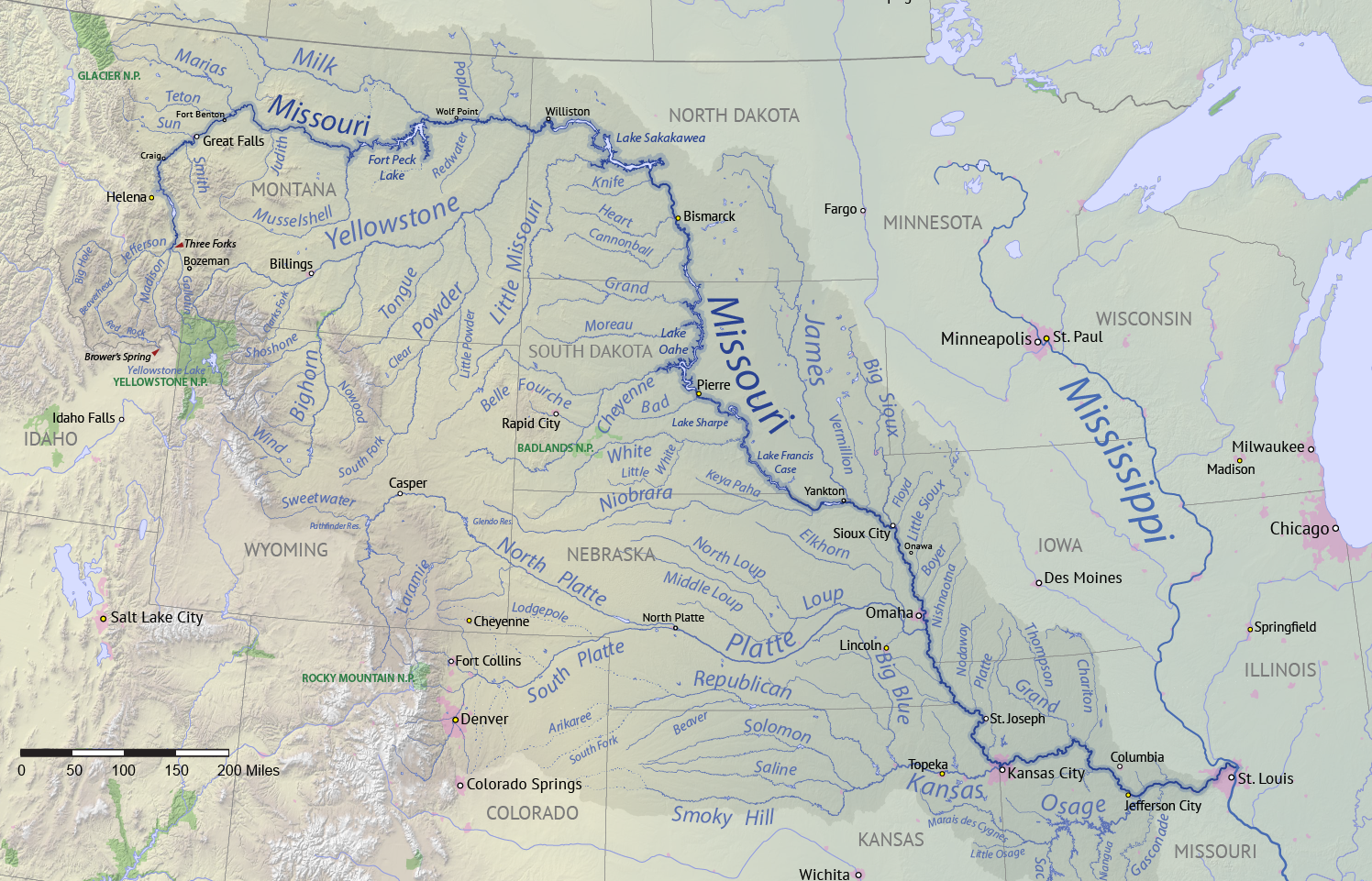 The MissouriMissouri River Map