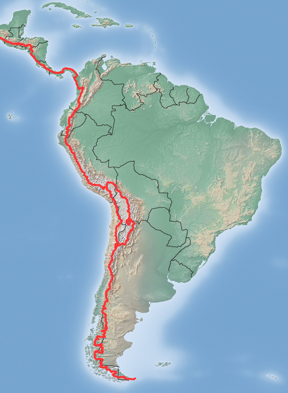 The South AmericaContinental Divide Map