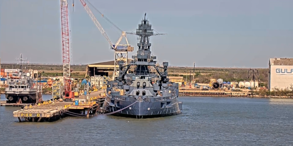 The Boats in TexasThe Battleship Texasback in the waterin Galveston Channel