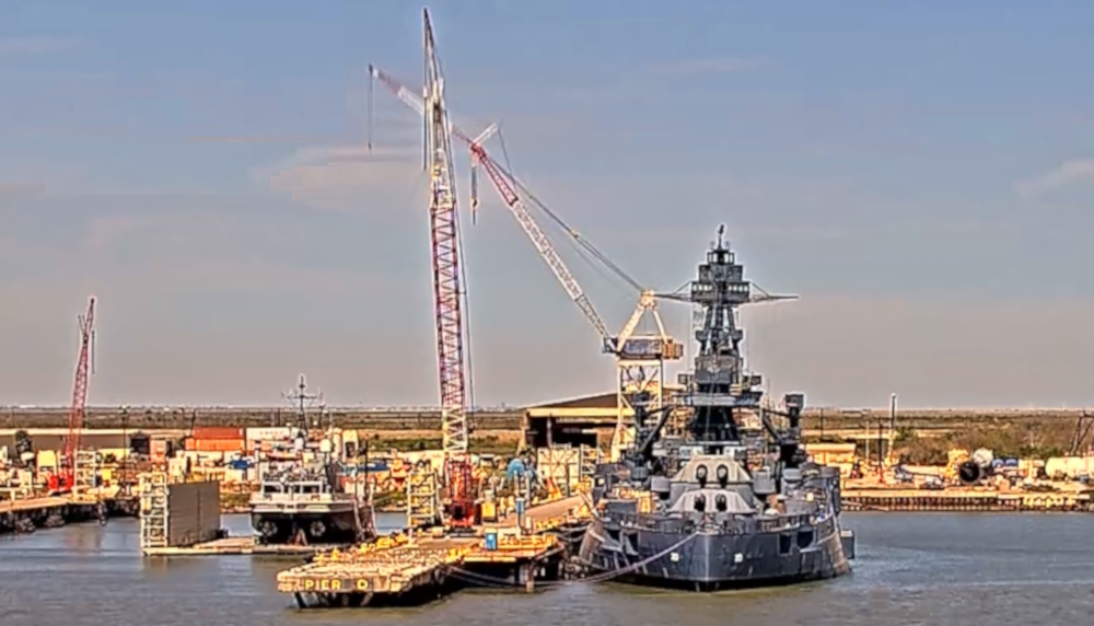 The Boats in TexasThe Battleship Texasback in the waterin Galveston Channel