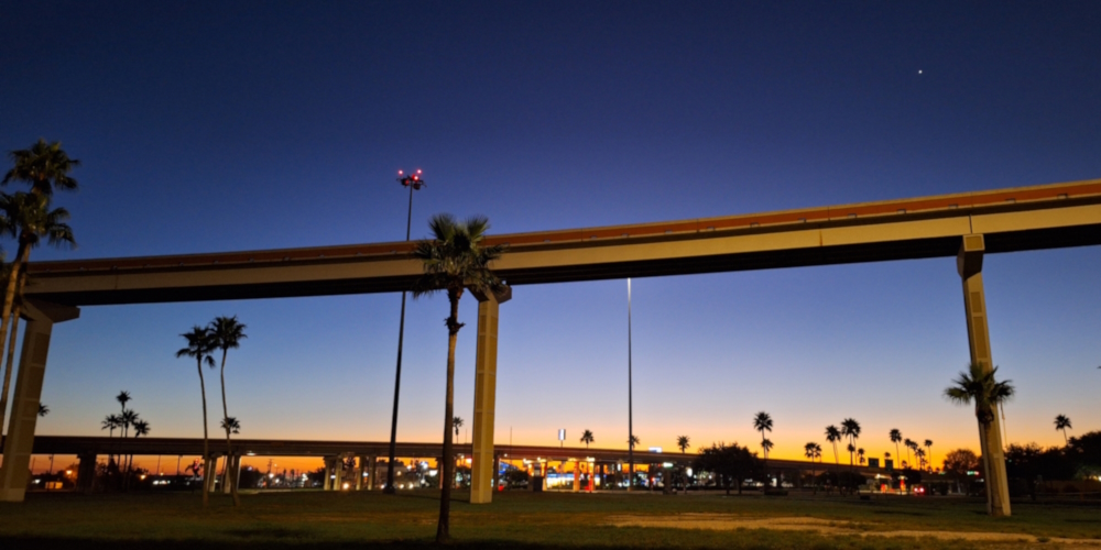 The 2023 Journey, TexasHarlingen Interstate Intersection SunglowOvernighting at the Crackerbarrel